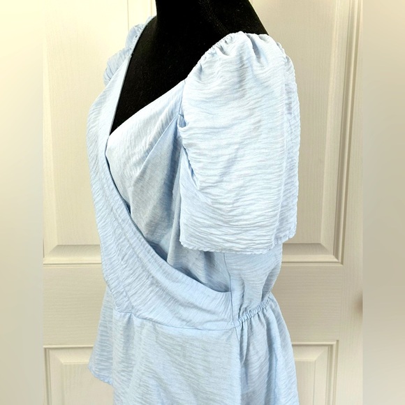 Meraki Soft Blue top with Puffed Sleeves, See listing for measurements XL - Picture 2 of 5